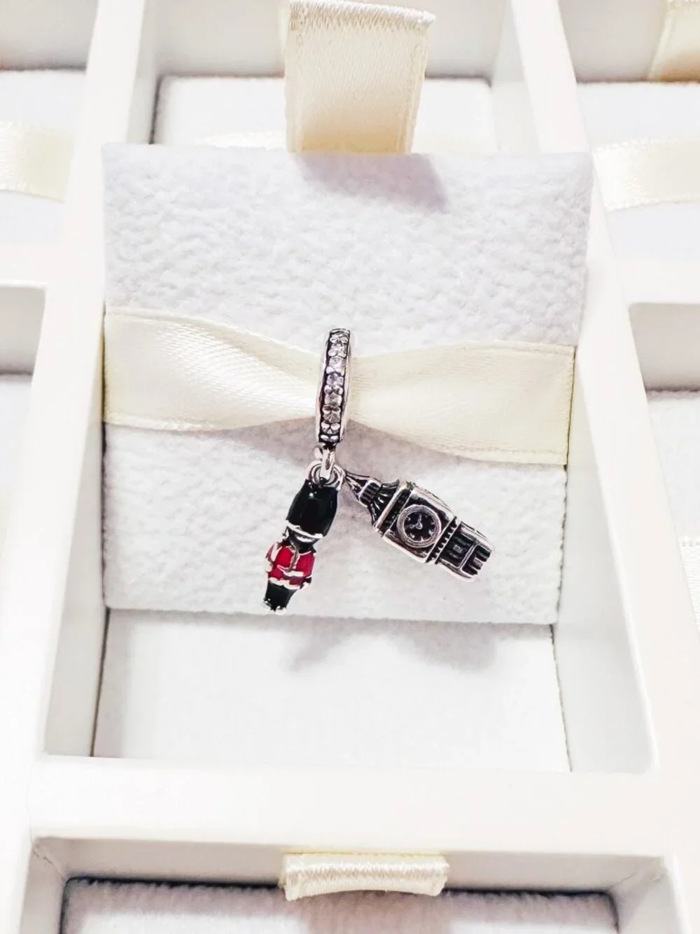 925 Sterling Silver Big Ben And Royal Guard Dangle Charm Fits Pandora Bracelets